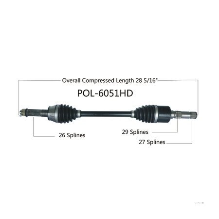 Wide Open Heavy Duty CV Axle for POL HD REAR L/R RANGER DIESEL 11-14 POL-6051HD